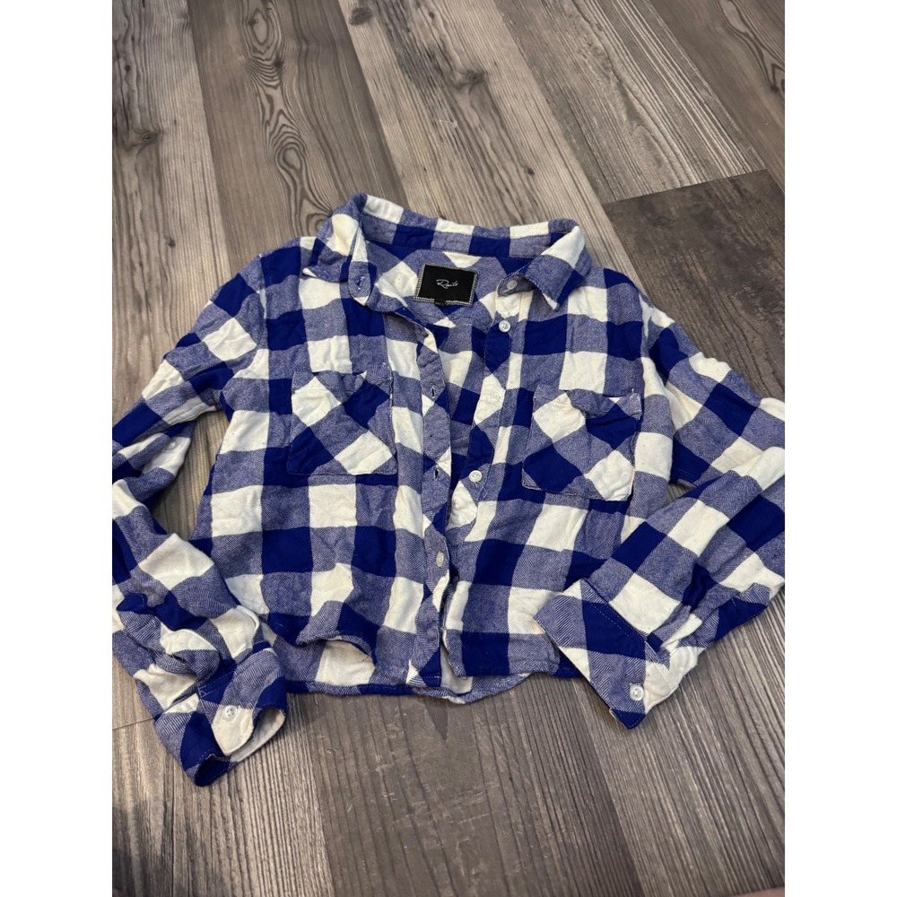 Rails Hunter Blue White Buffalo Check Plaid Flannel Button Down Shirt Small